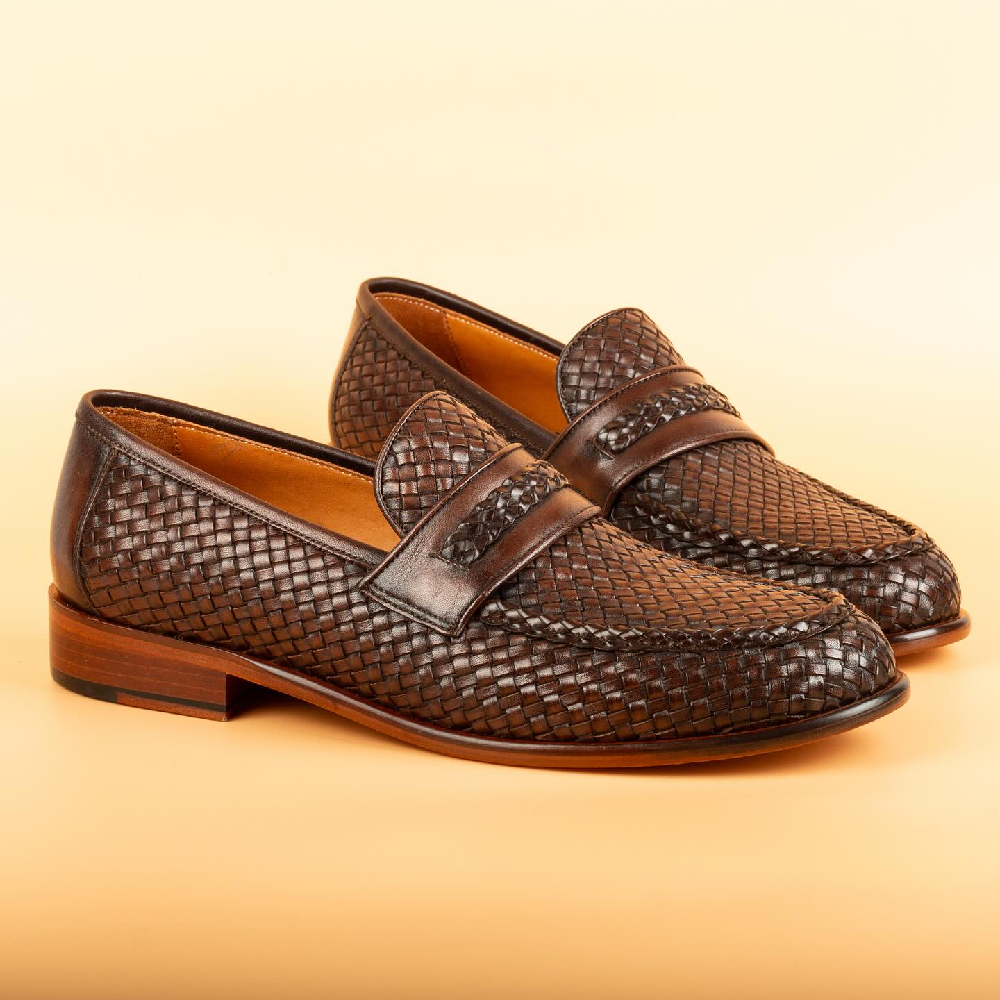 Braided Pointed Toe Casual Slip-On Leather Shoes