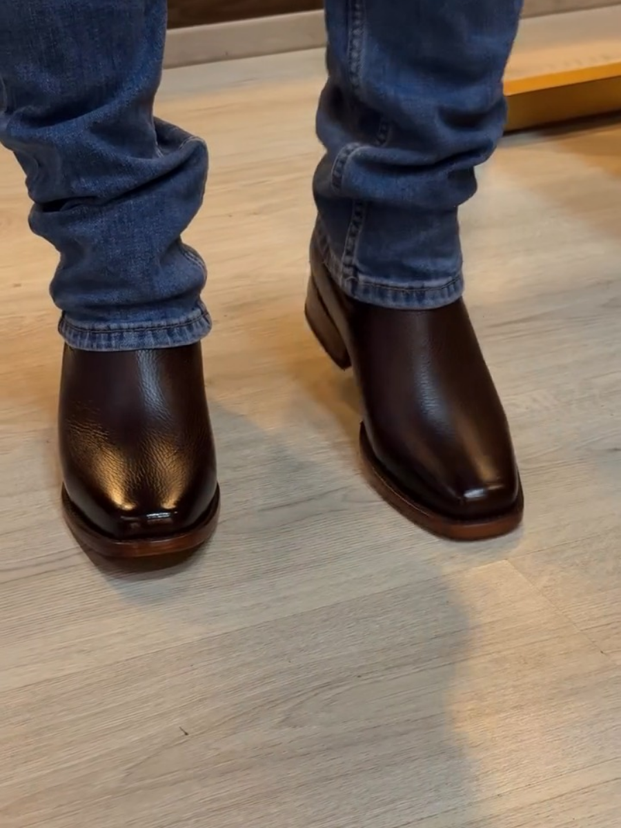 Brown Deerskin Pointed Toe Ankle Boots