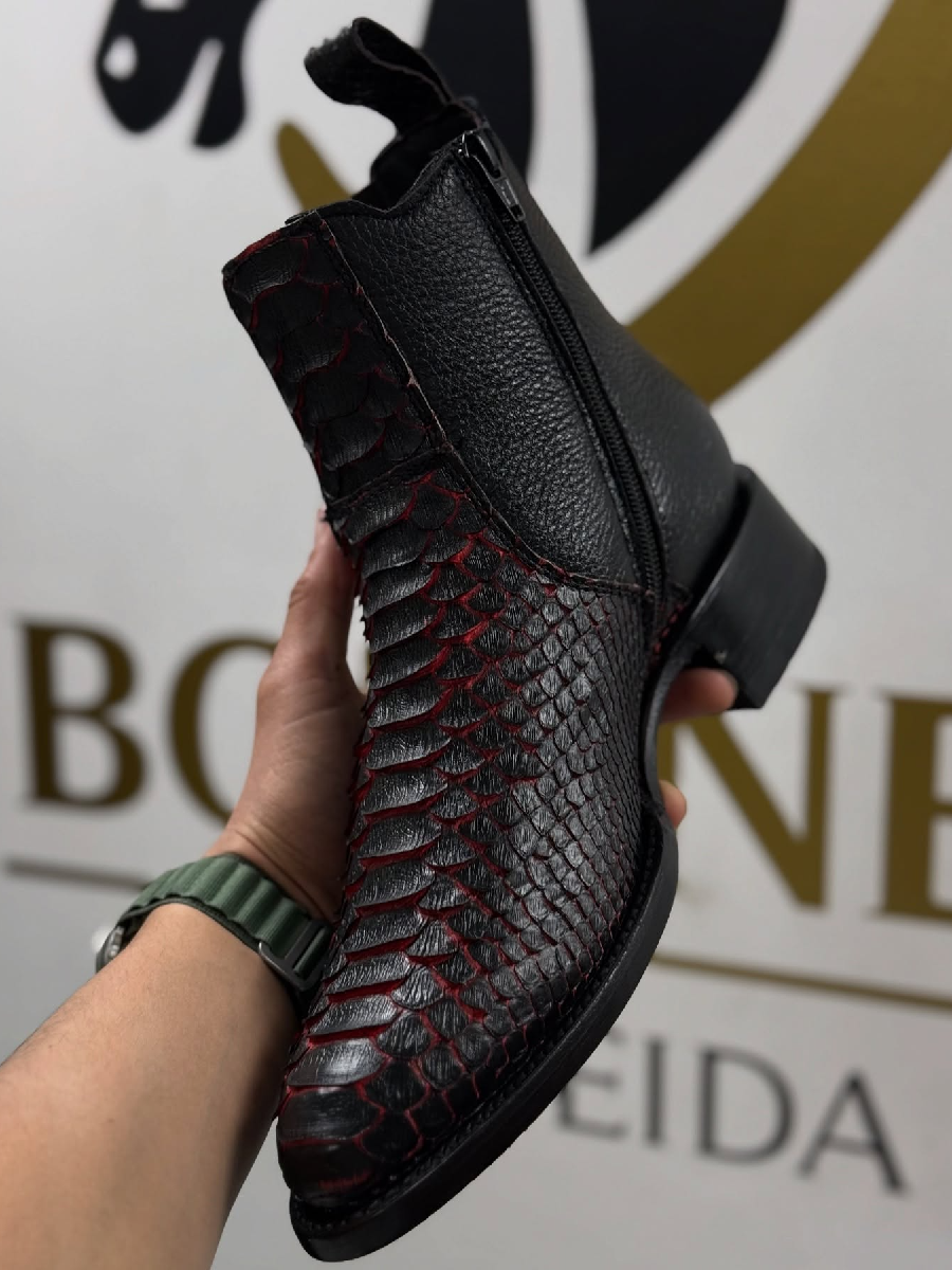 Thick Heel Knight Crocodile Men's Boots