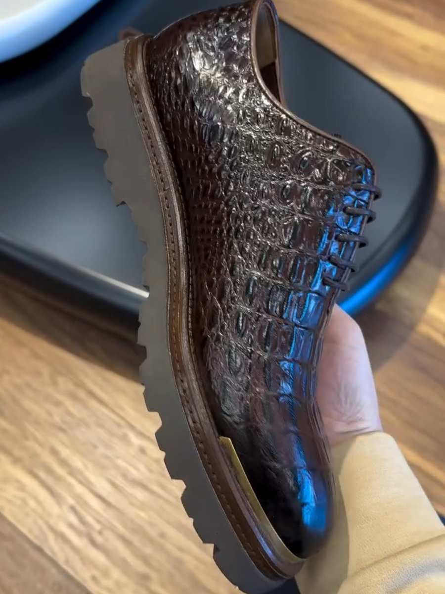 Crocodile Pattern Business Formal British Leather Shoes