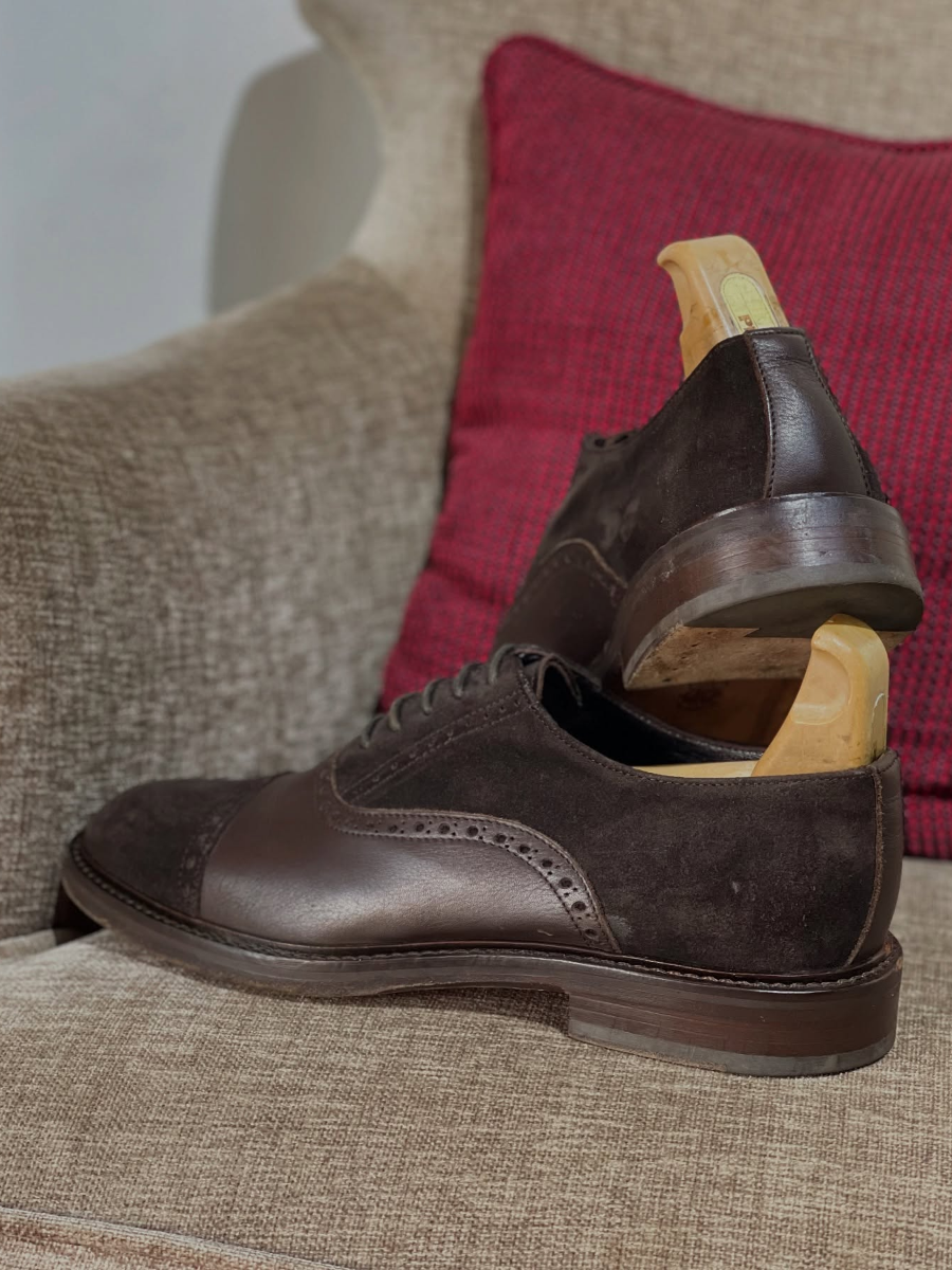Handmade Brogue Carved Suede Shoes