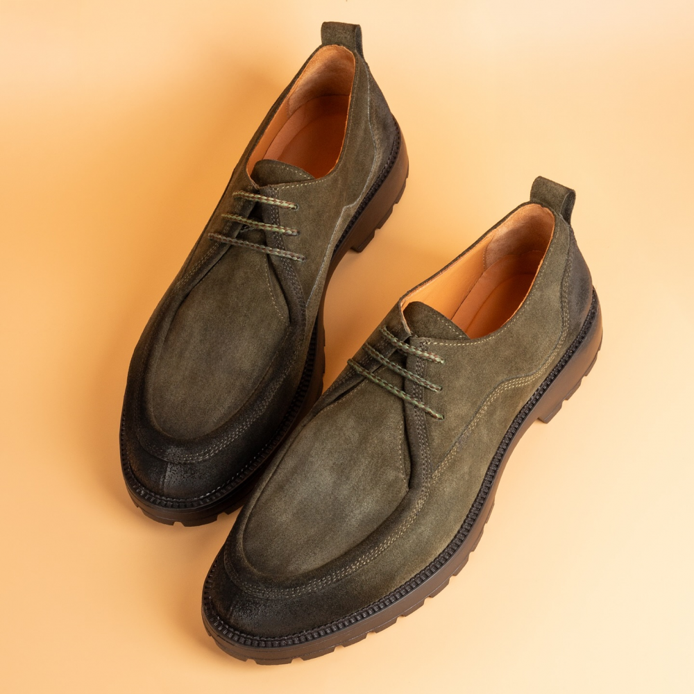 Retro Round Toe Work Shoes Big Toe Leather Shoes