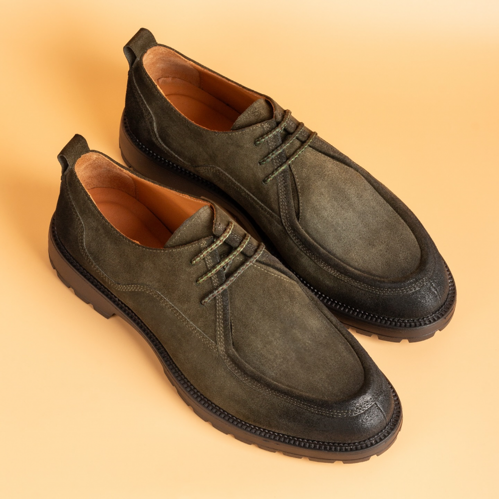 Retro Round Toe Work Shoes Big Toe Leather Shoes