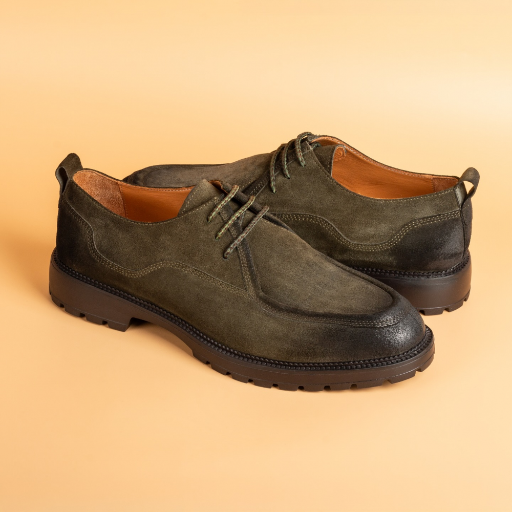 Retro Round Toe Work Shoes Big Toe Leather Shoes