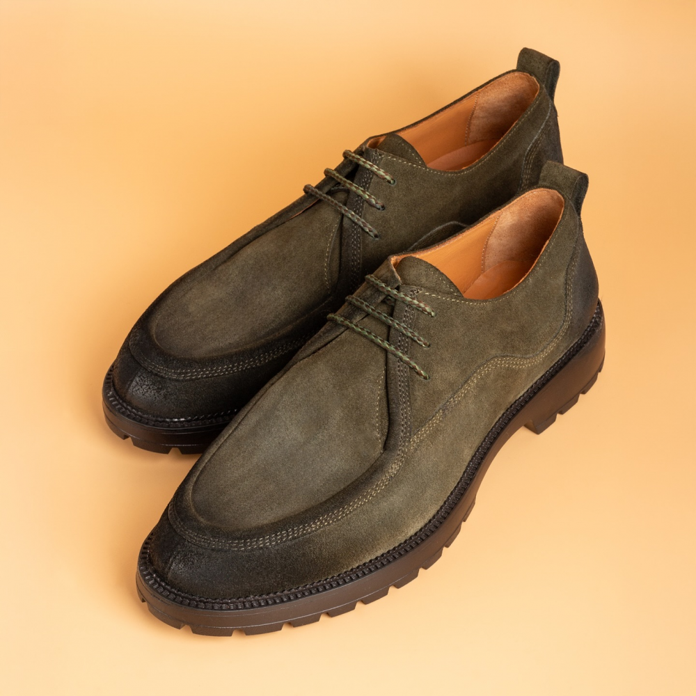 Retro Round Toe Work Shoes Big Toe Leather Shoes