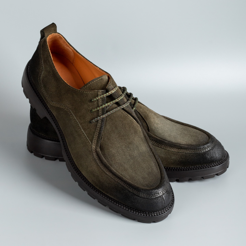 Retro Round Toe Work Shoes Big Toe Leather Shoes