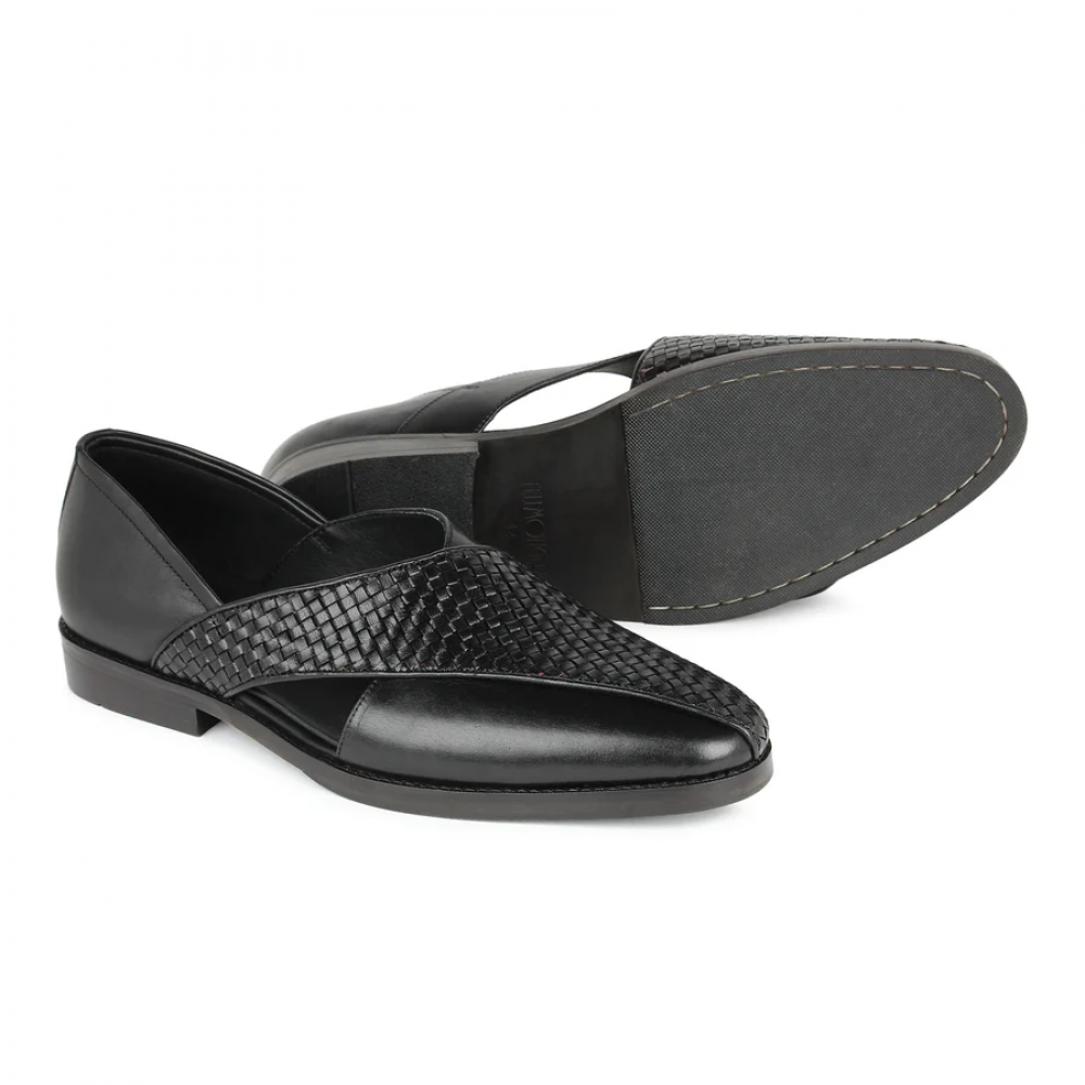 Black Woven Peshawari Sandal
