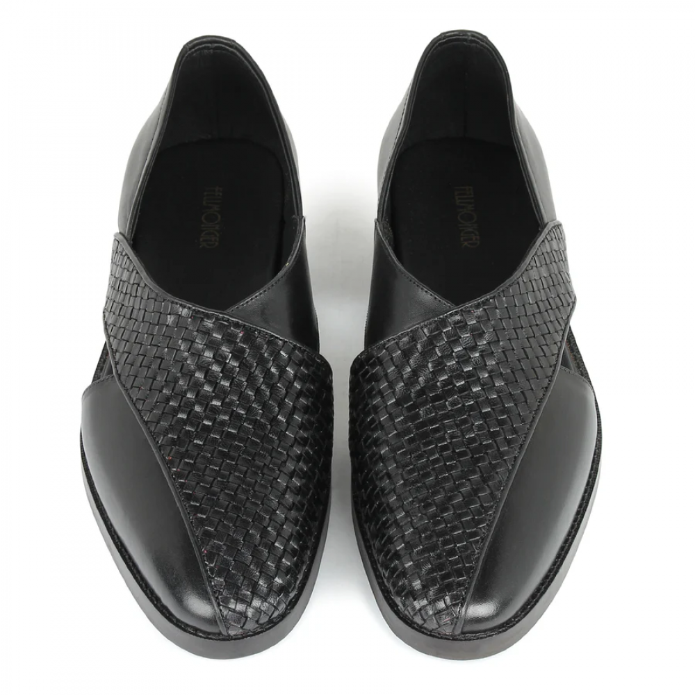 Black Woven Peshawari Sandal