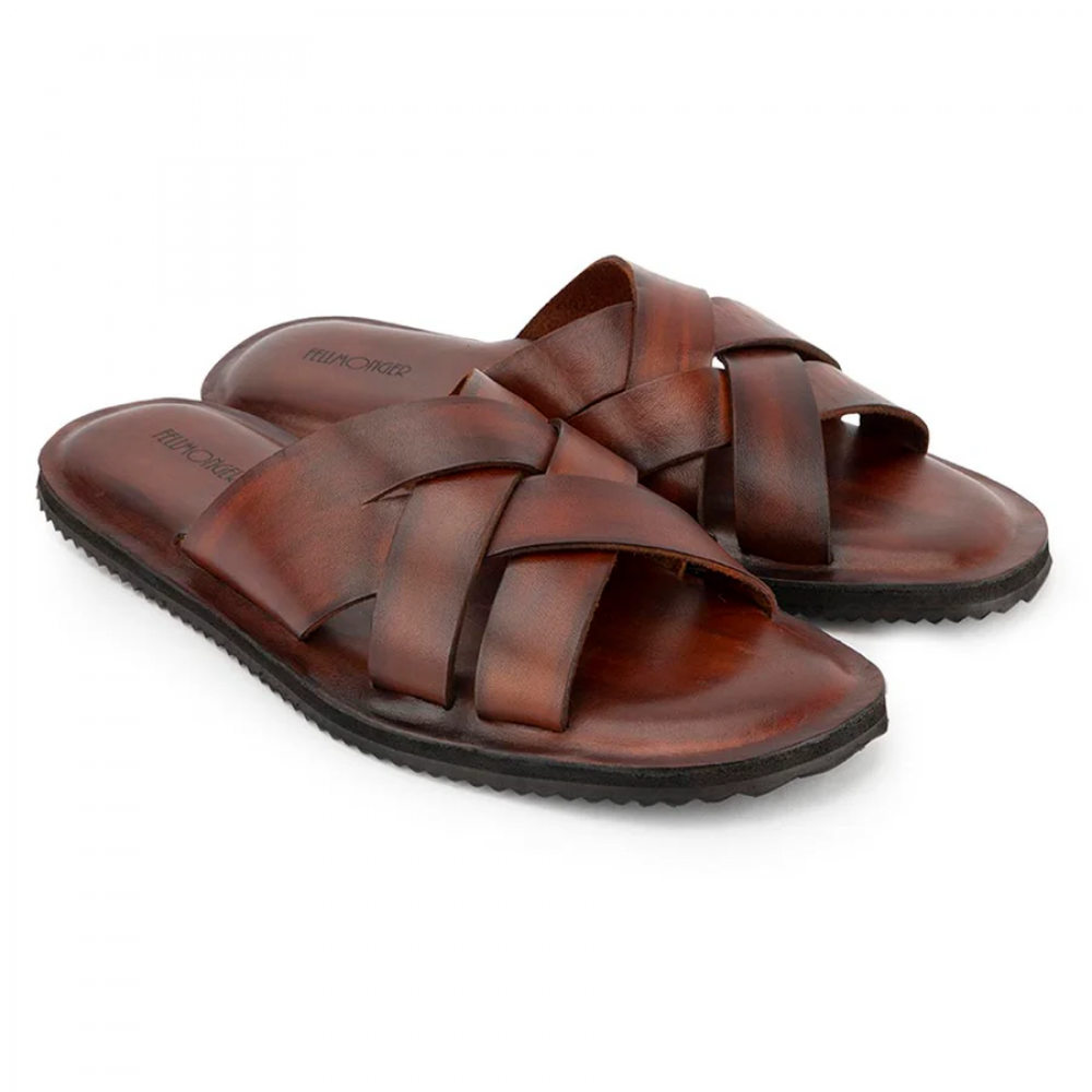 Tan Handpainted Leather Sandal