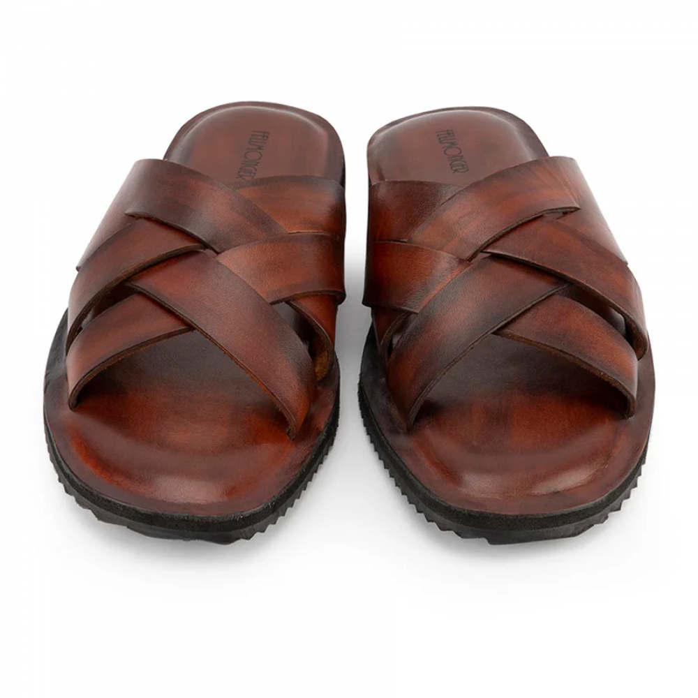 Tan Handpainted Leather Sandal
