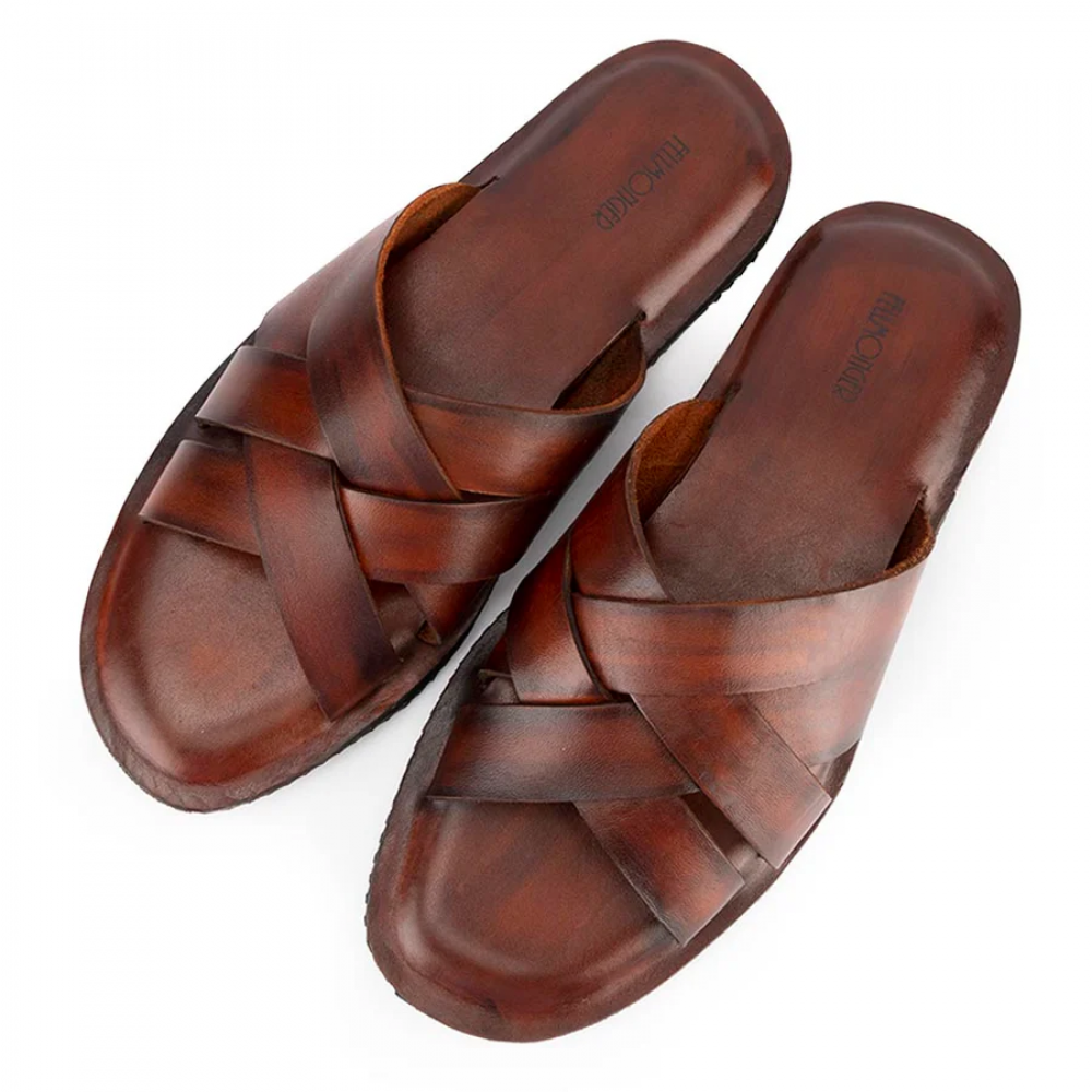 Tan Handpainted Leather Sandal