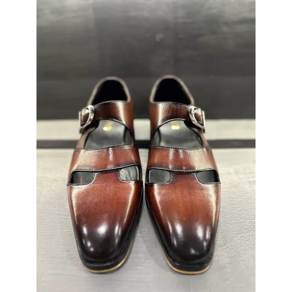 Tan Mirror Glossed Patina Sandals