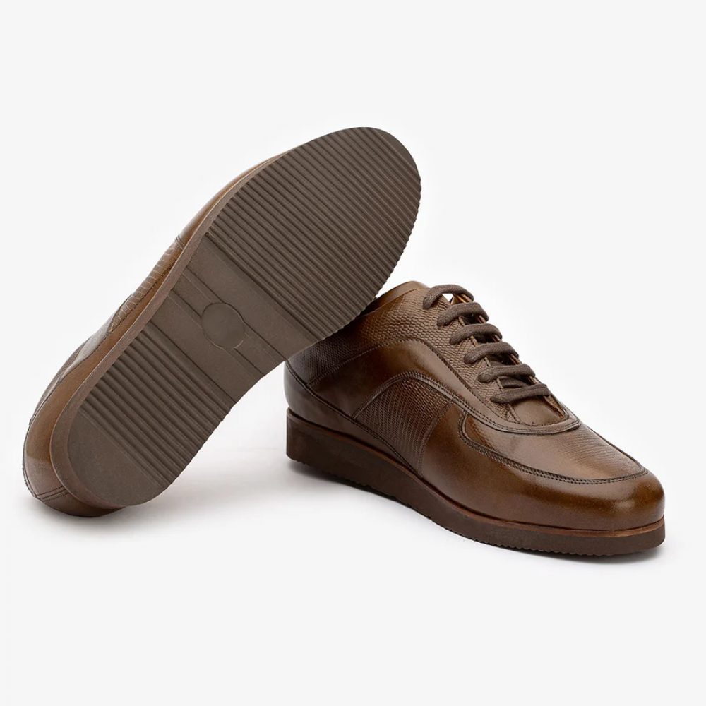 Brown Sneaker with Lizard Pattern detail