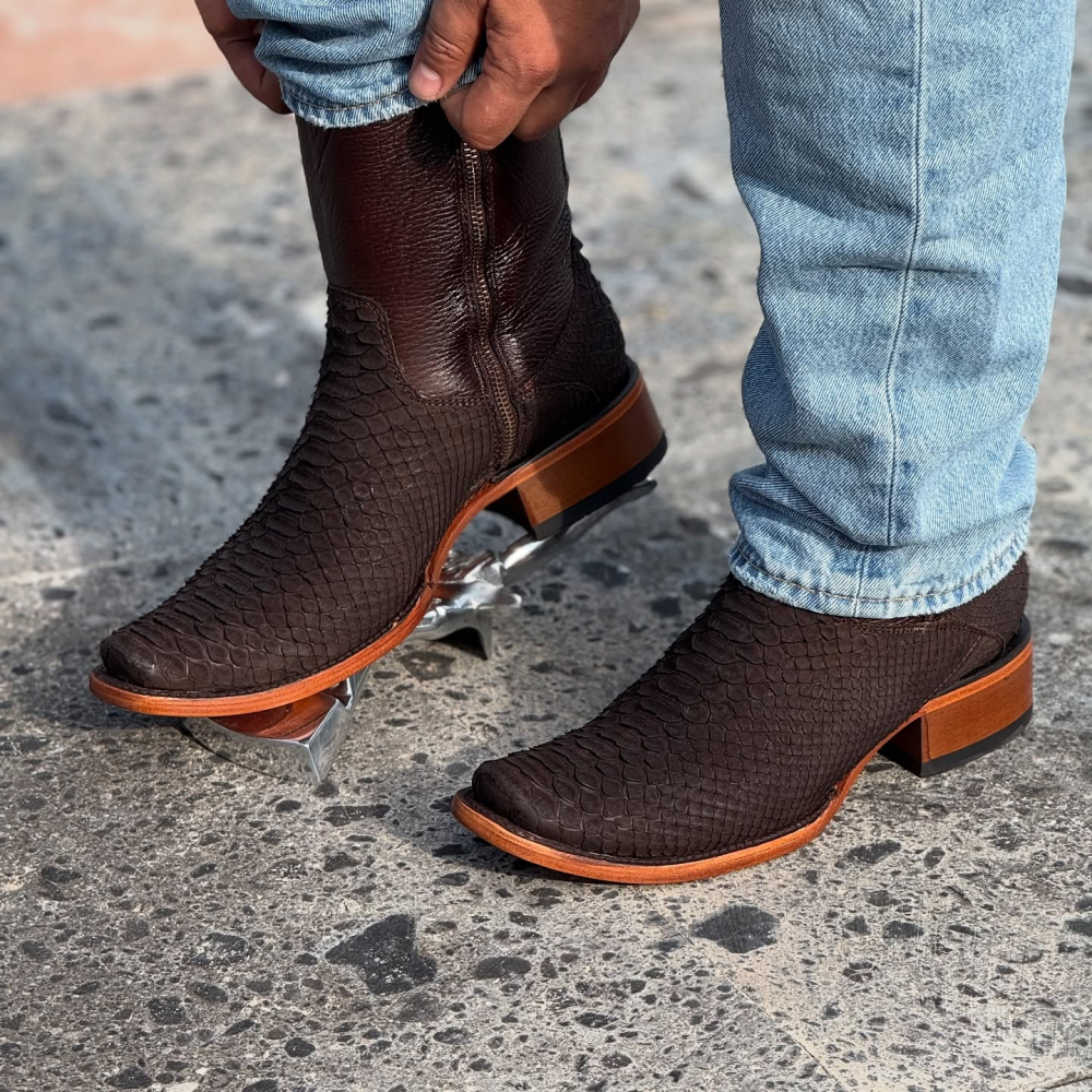 Python Tobacco Leather Boots