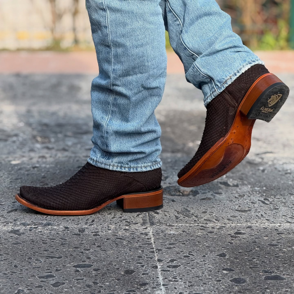 Python Tobacco Leather Boots