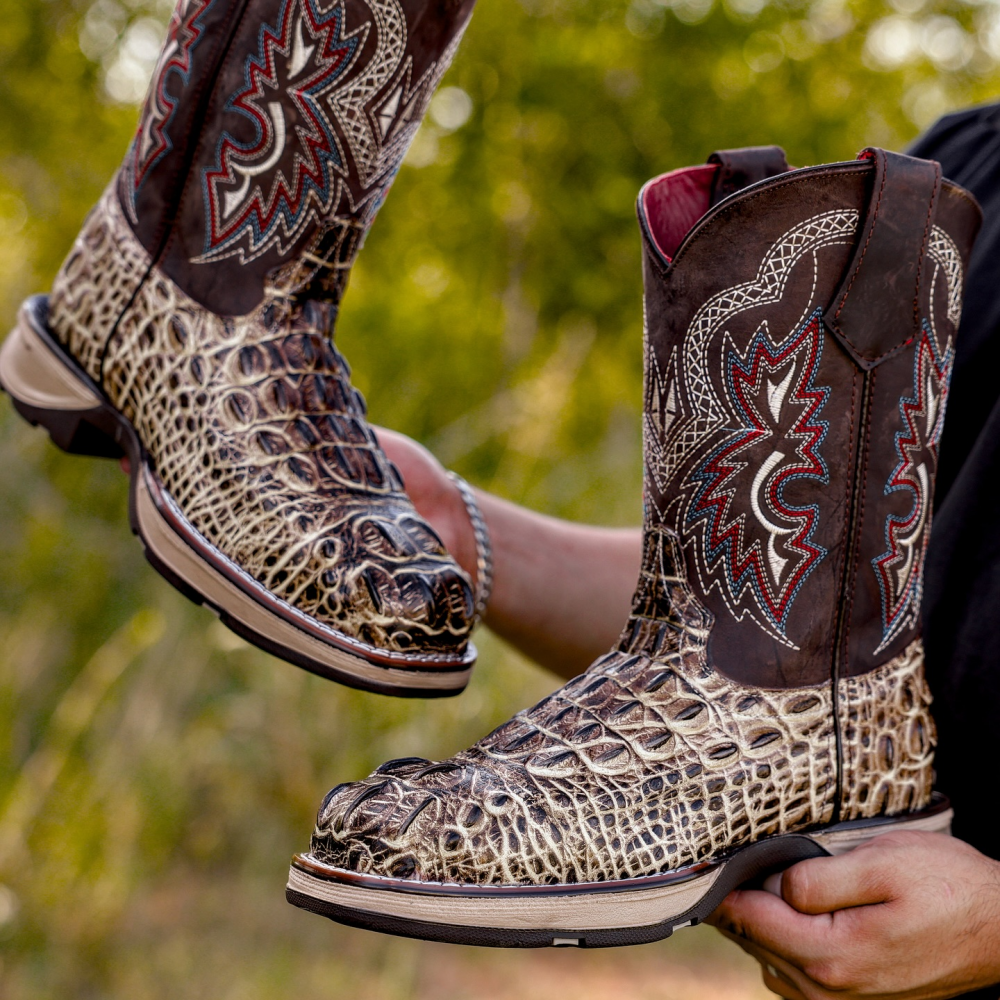 Retro Embroidered Mid-tube Slit Casual Versatile Men's Boots