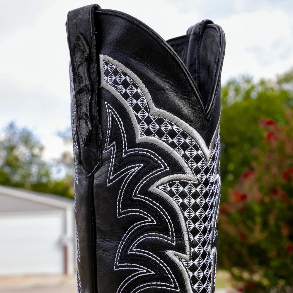 Crocodile Pattern Block Heel Pointed Toe Biker Boots