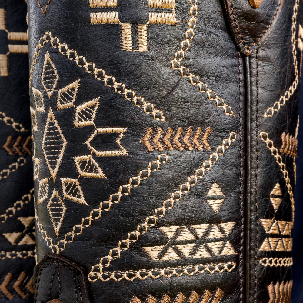 Embroidered Woven Mid-calf Western Cowboy Boots