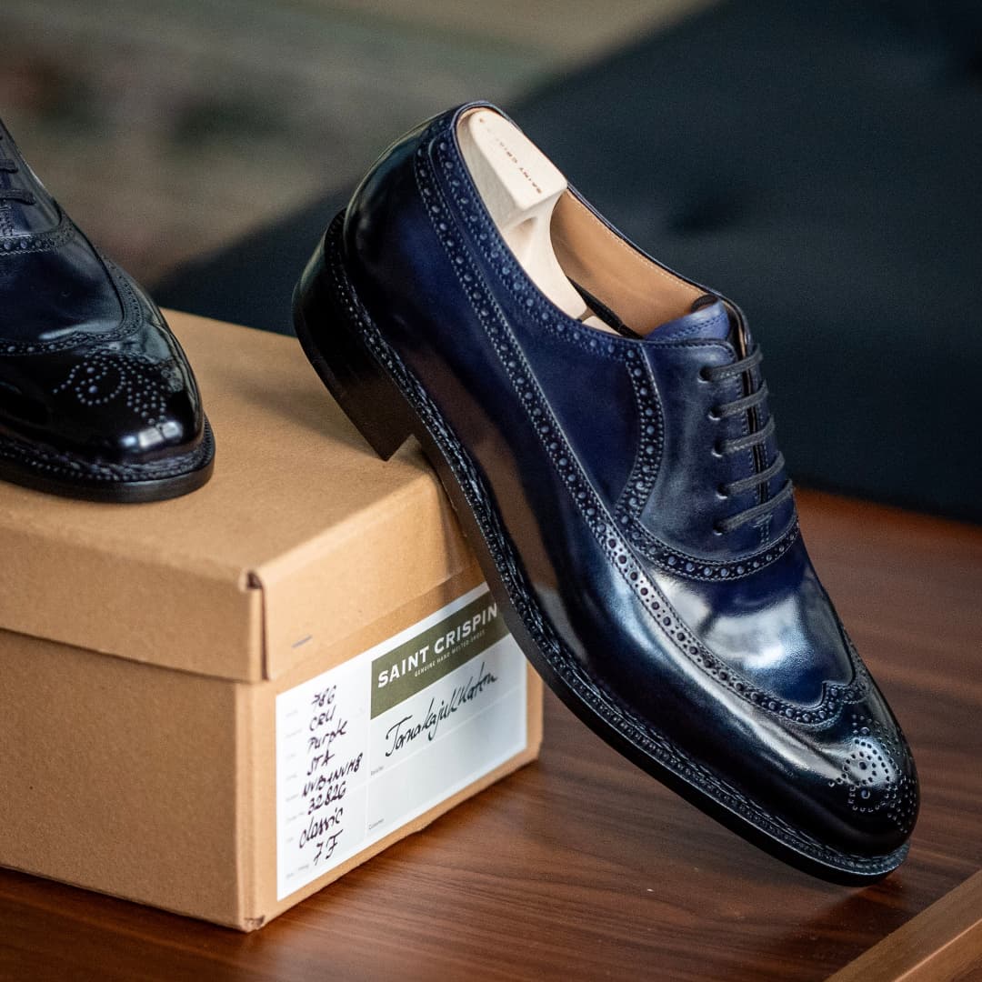 High-end men's Patent Leather Classic Brogue Carved Oxford Shoes
