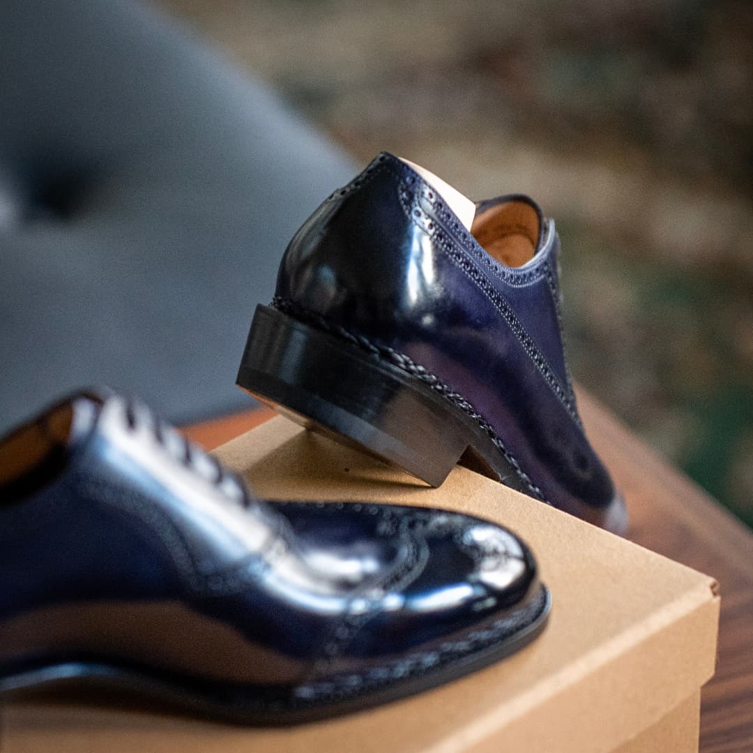 High-end men's Patent Leather Classic Brogue Carved Oxford Shoes