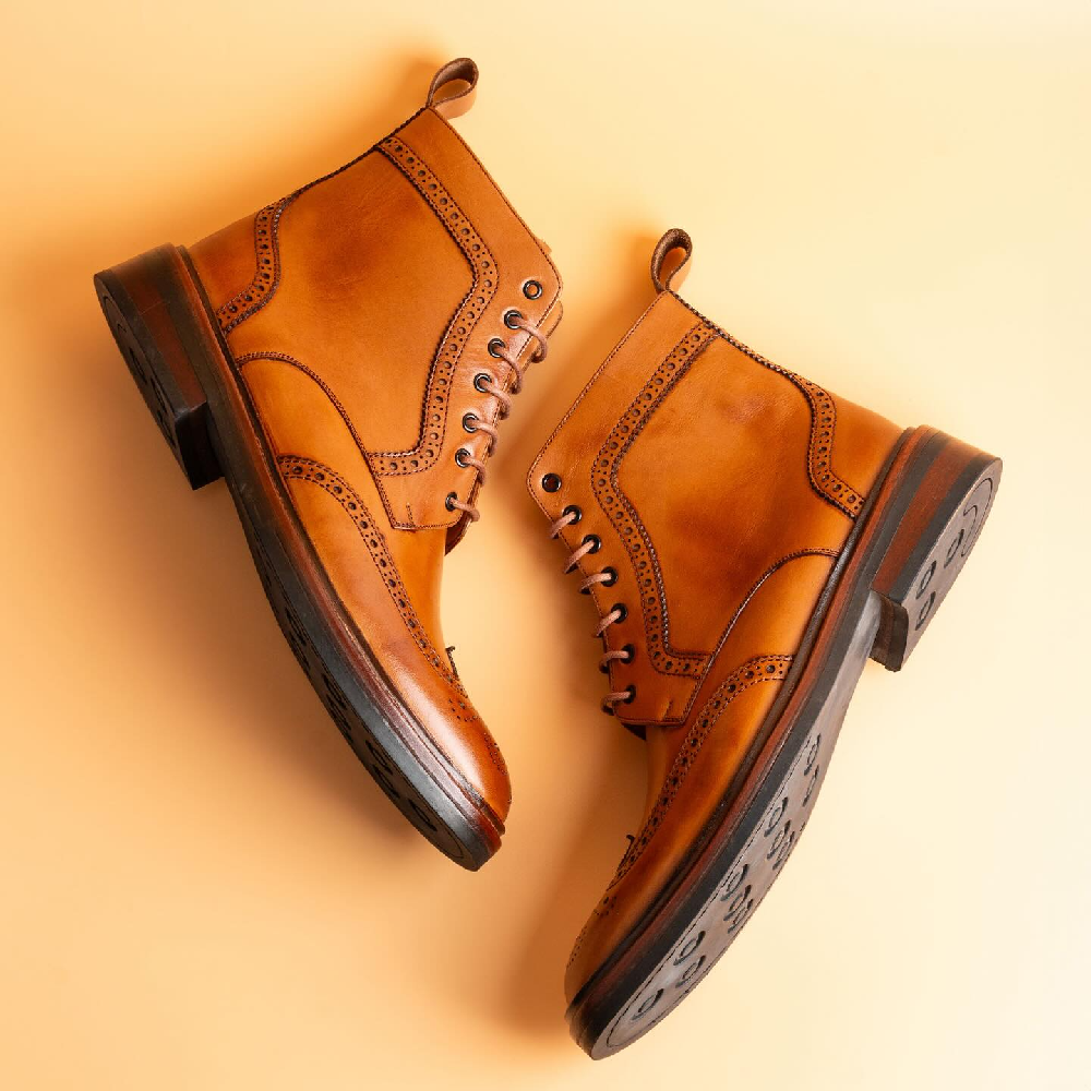 Round Toe Solid Color Lace-up HollowThick Heel Short Boots