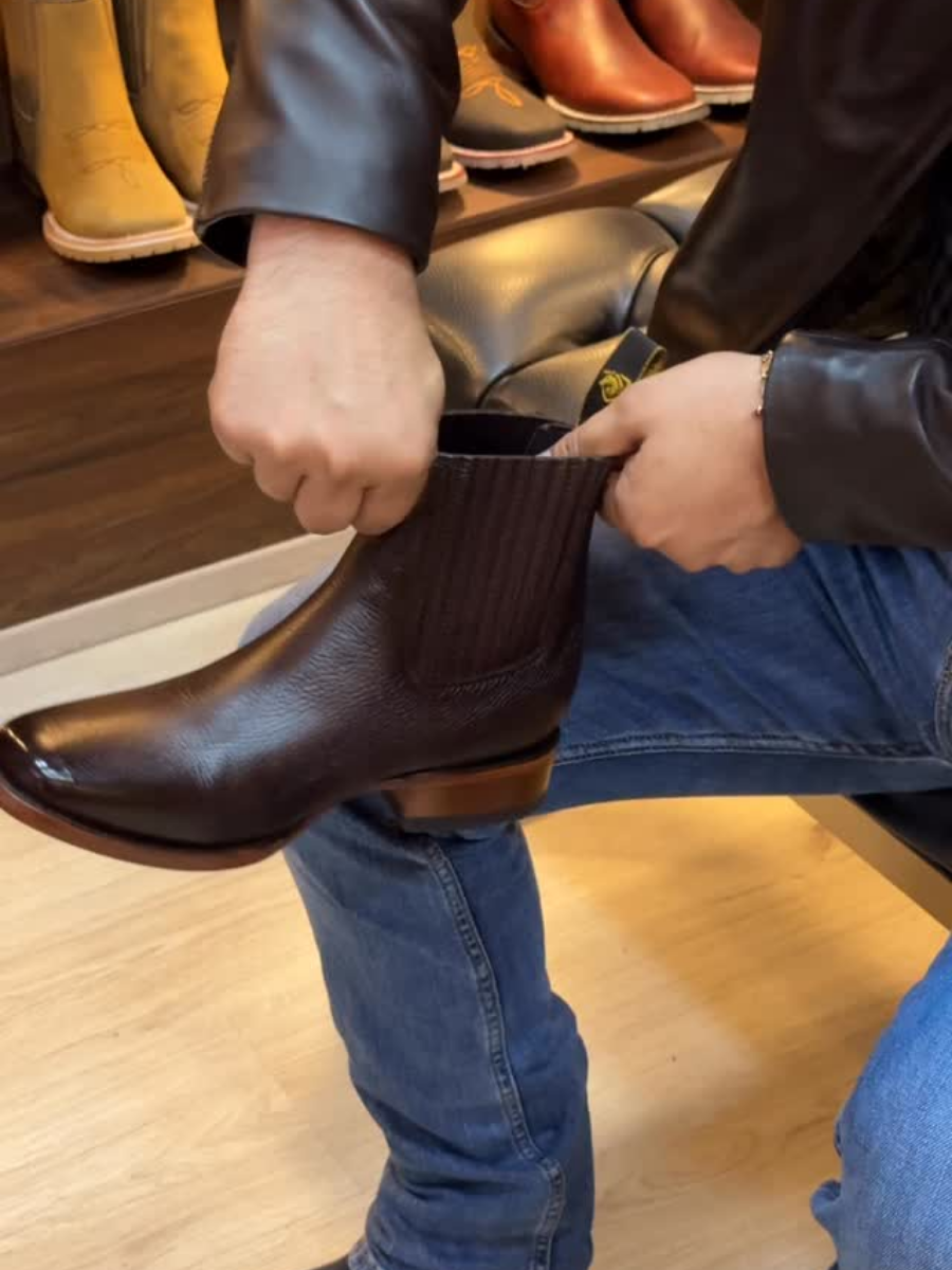 Brown Deerskin Pointed Toe Ankle Boots