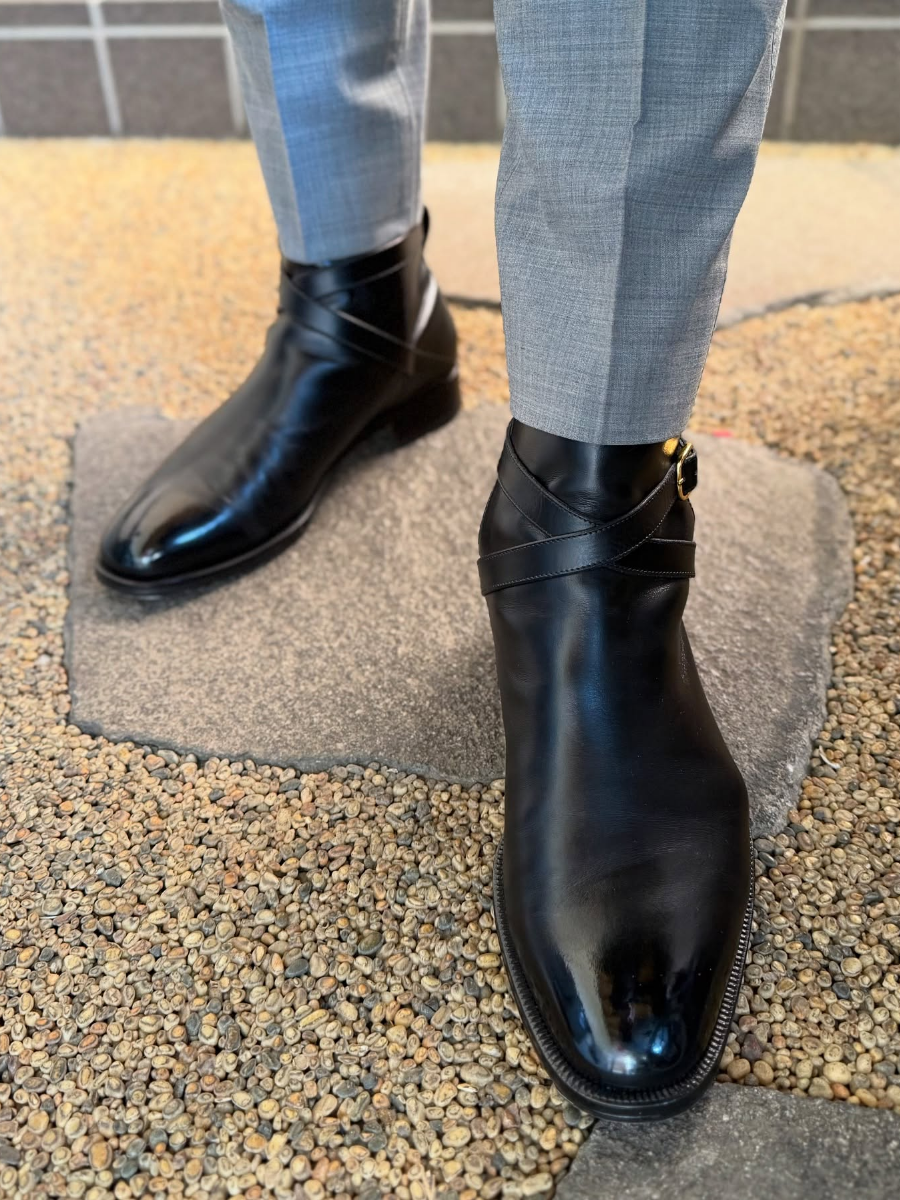 Men's High Top Genuine Leather Buckle Boots