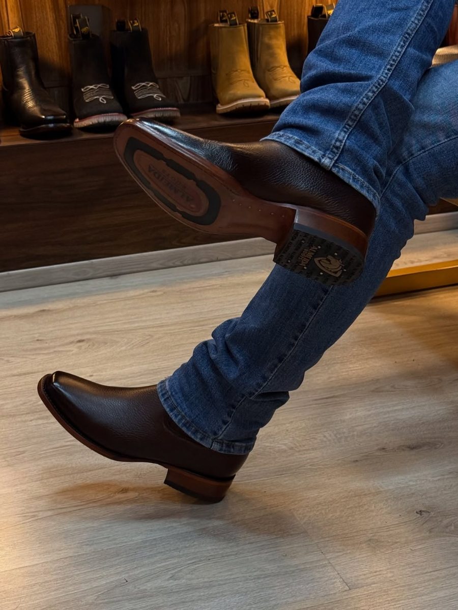 Brown Deerskin Pointed Toe Ankle Boots
