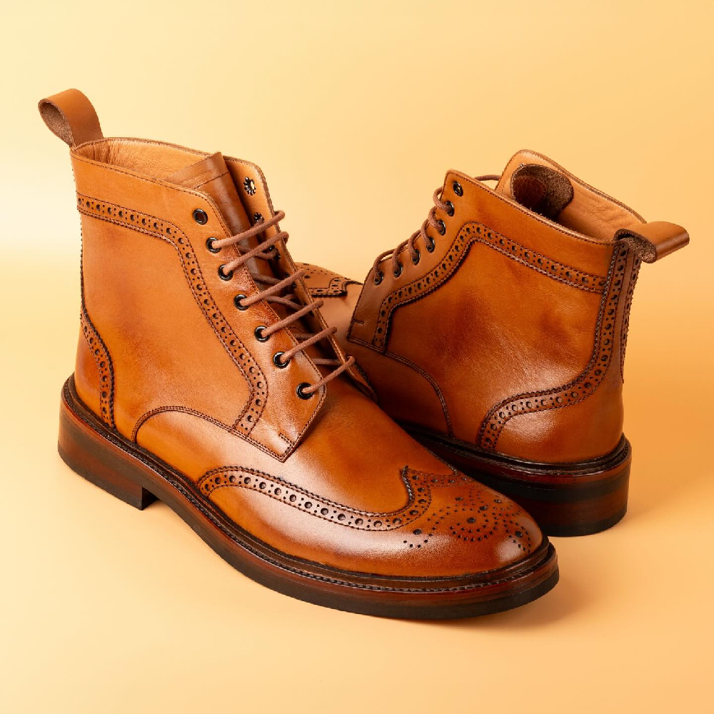 Round Toe Solid Color Lace-up HollowThick Heel Short Boots