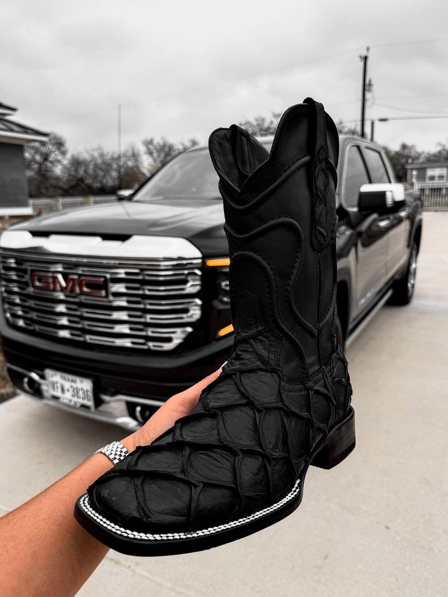 Matte Black Pirarucu Boots