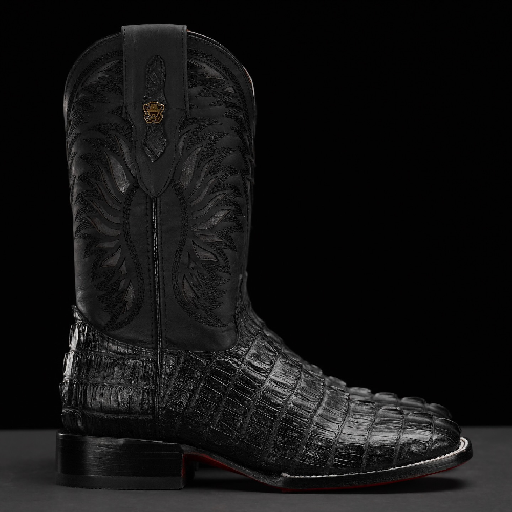 Embroidered Tube Edge Stitching Plaid Pointed Toe Men's Boots
