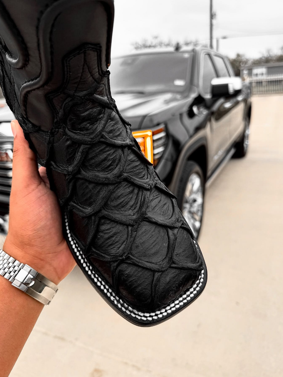 Matte Black Pirarucu Boots