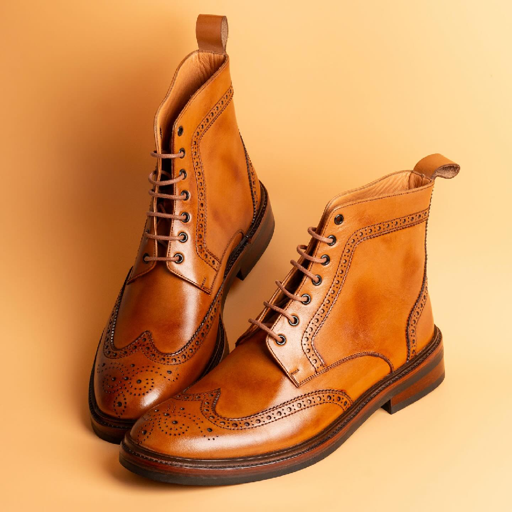 Round Toe Solid Color Lace-up HollowThick Heel Short Boots