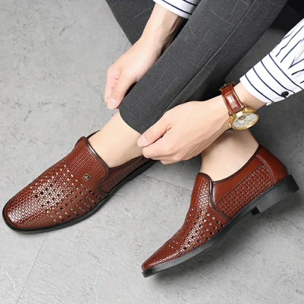 Casual Hole Shoes Hollow Men's Leather Sandals
