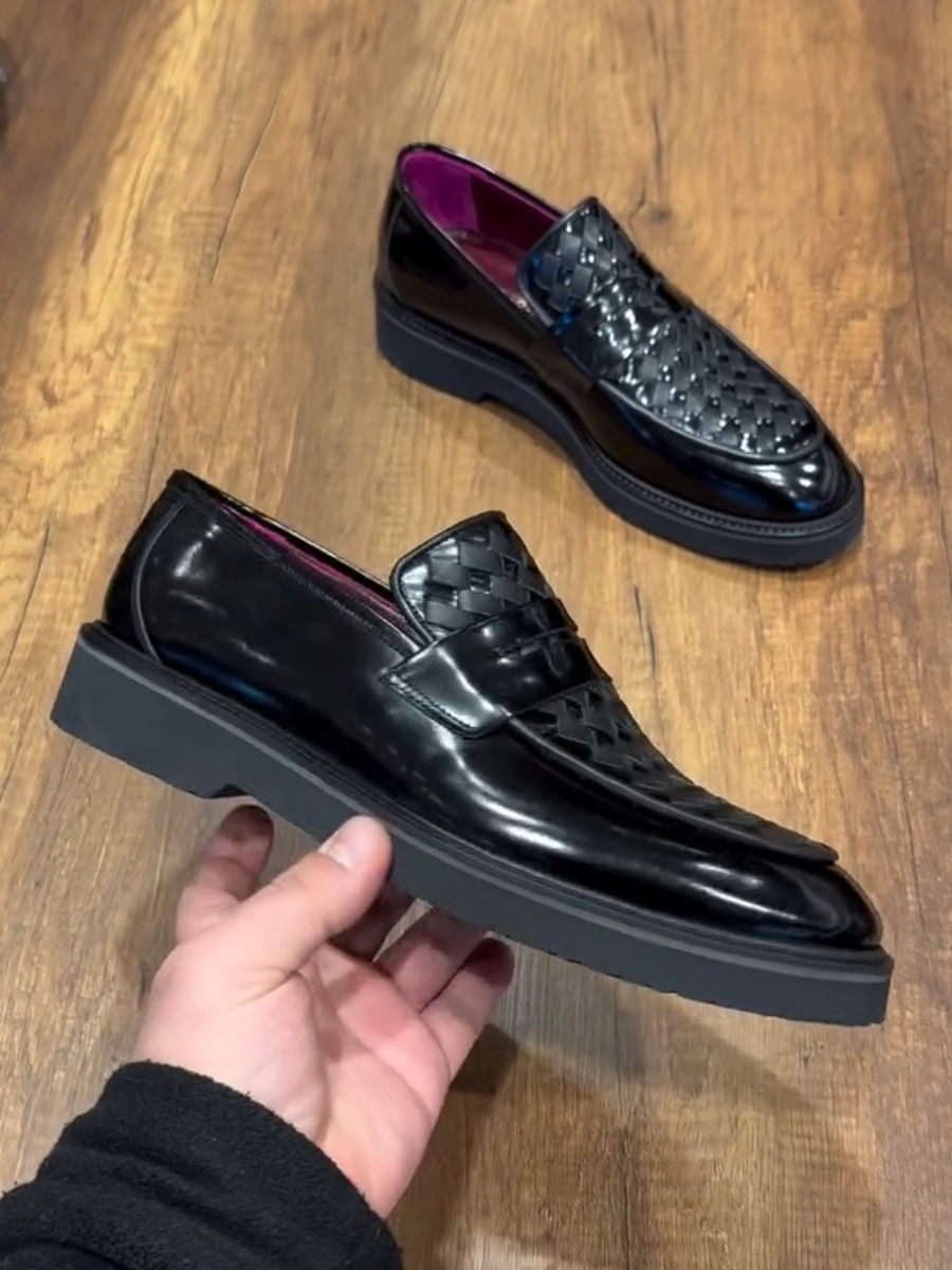 Woven Vintage Men's Leather Shoes