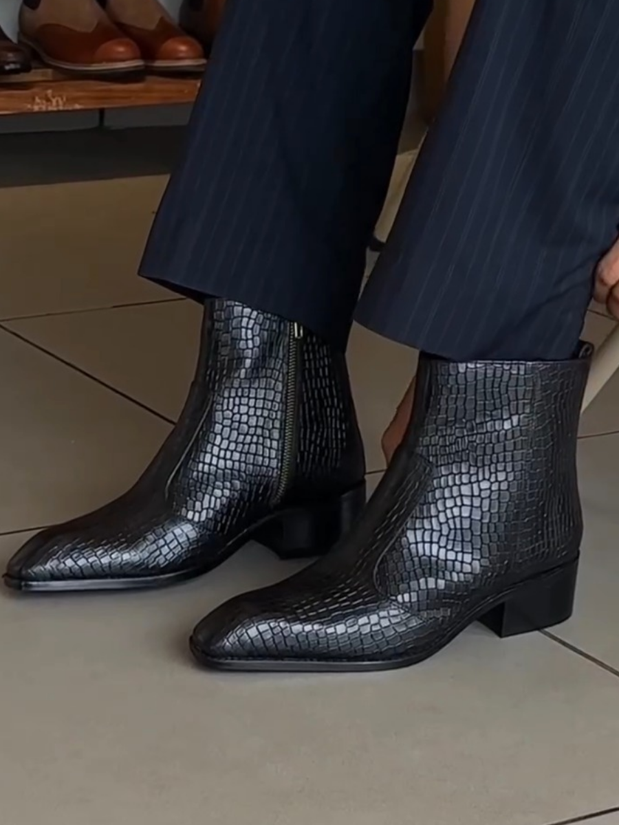 Pointed Chelsea Leather Boots