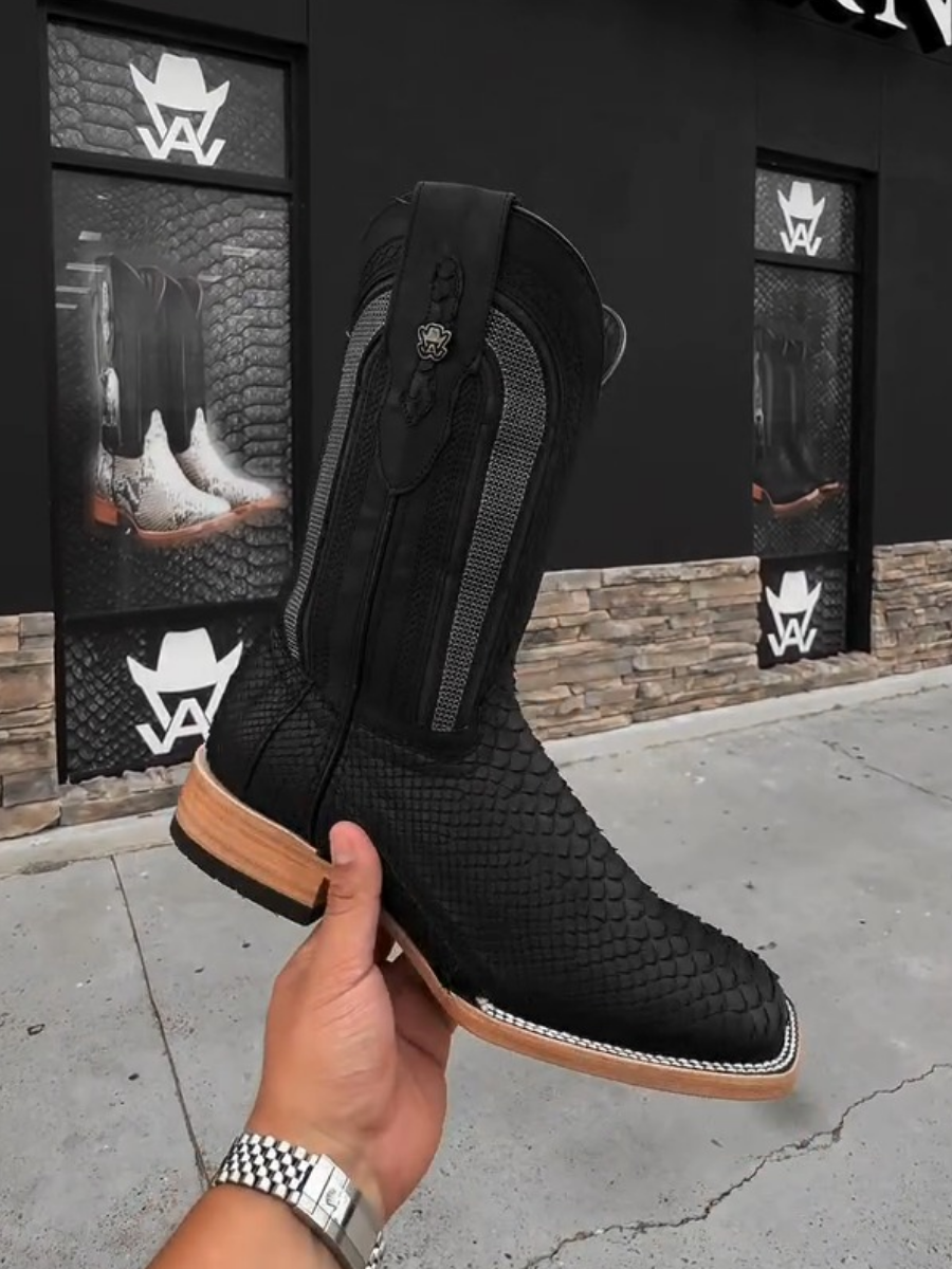 New Snake Print Mid-calf Western Cowboy Boots