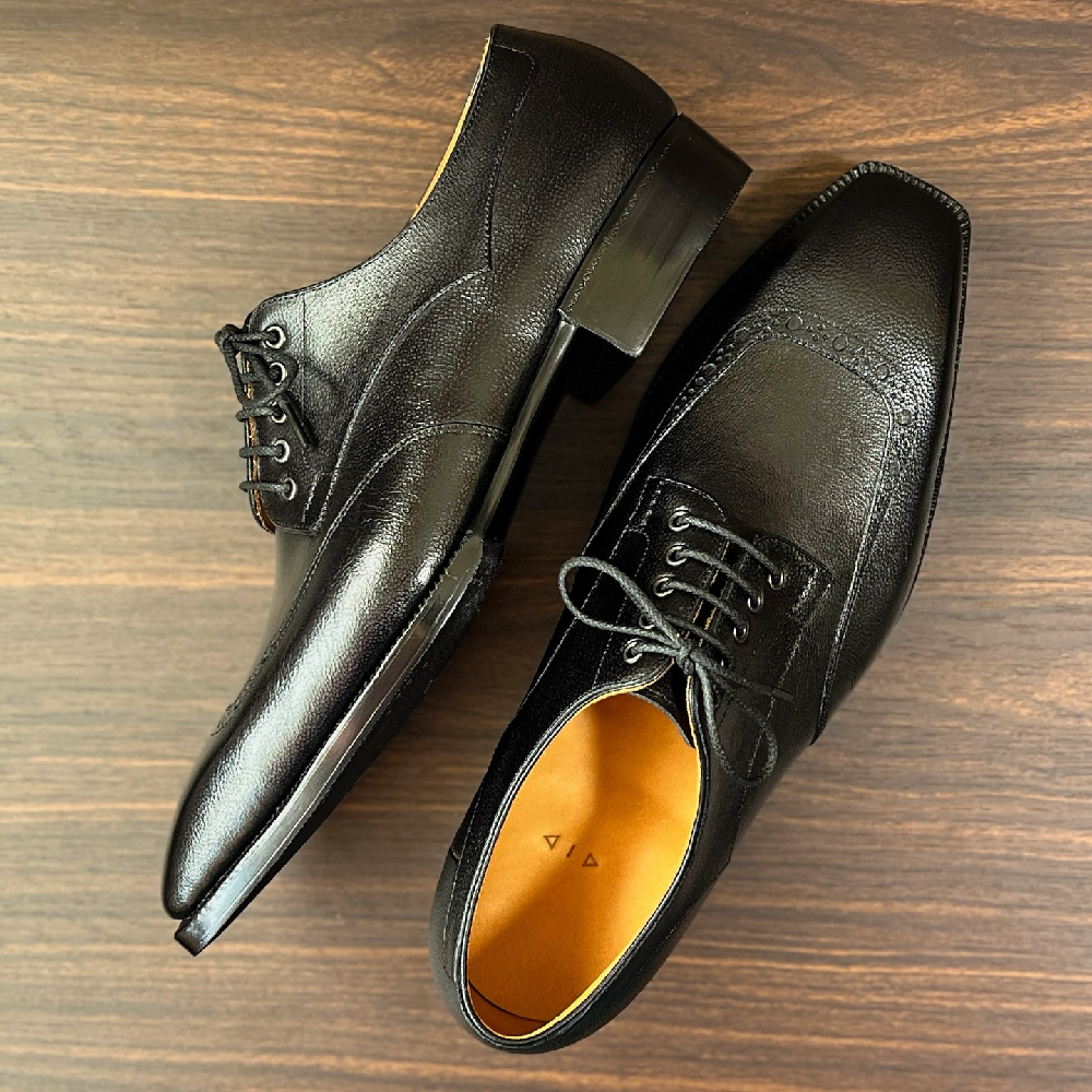 Genuine Leather Handmade Square Toe Lace-up Casual Leather Shoes