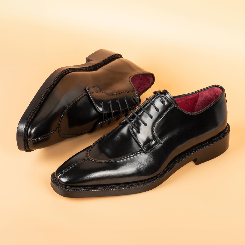 Genuine Leather Pointed Toe Lace-up Shoes