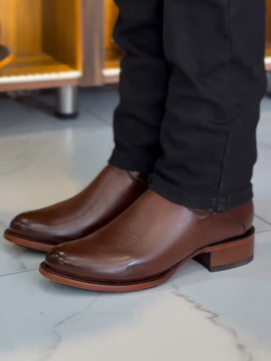 Round Toe Genuine Leather Versatile Casual Boots