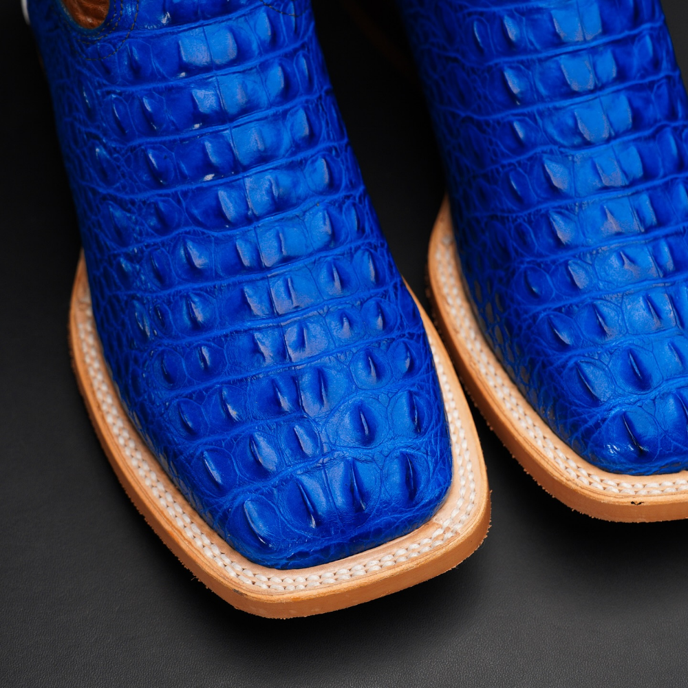 Royal Blue Caiman Horn Back Boots