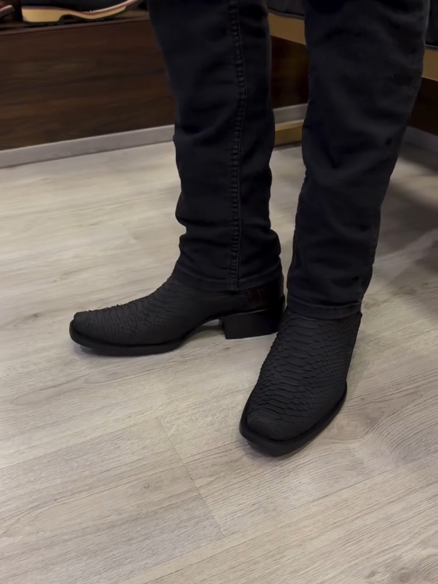 Square Toe Crocodile Print Boots