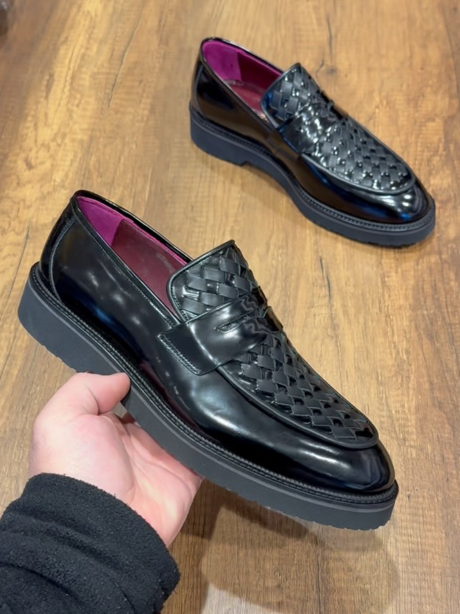 Woven Vintage Men's Leather Shoes