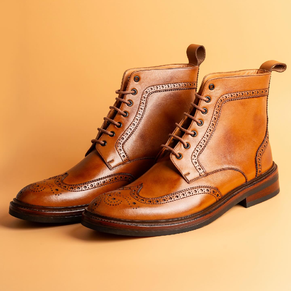 Round Toe Solid Color Lace-up HollowThick Heel Short Boots