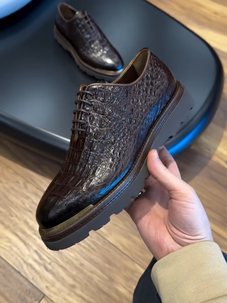 Crocodile Pattern Business Formal British Leather Shoes