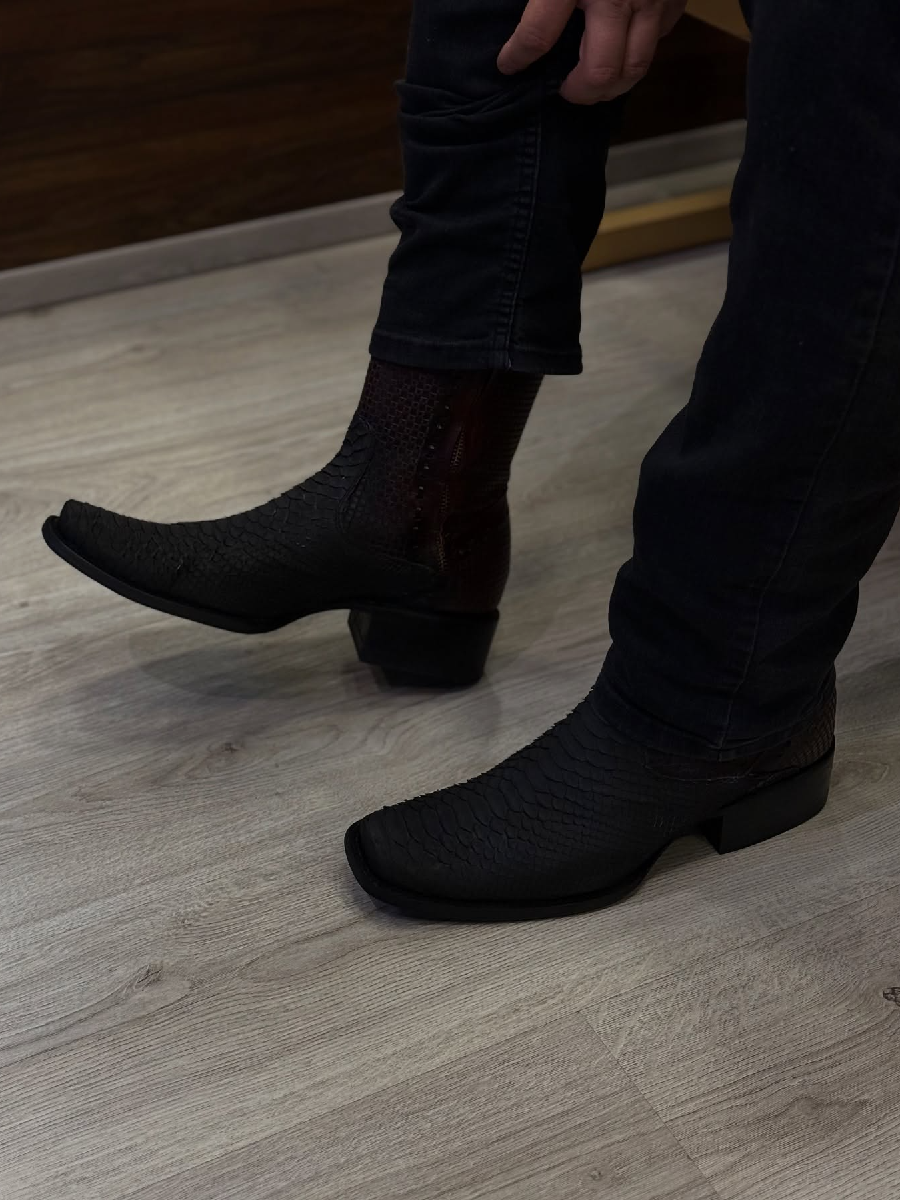 Square Toe Crocodile Print Boots
