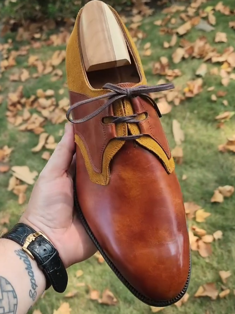 Colorblock Personalized Formal Leather Oxford Shoes