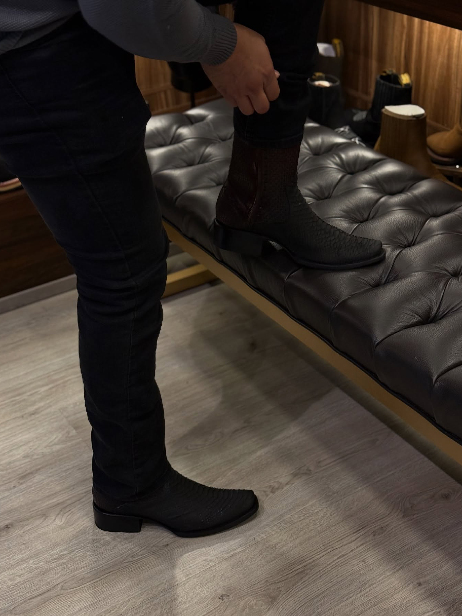 Square Toe Crocodile Print Boots