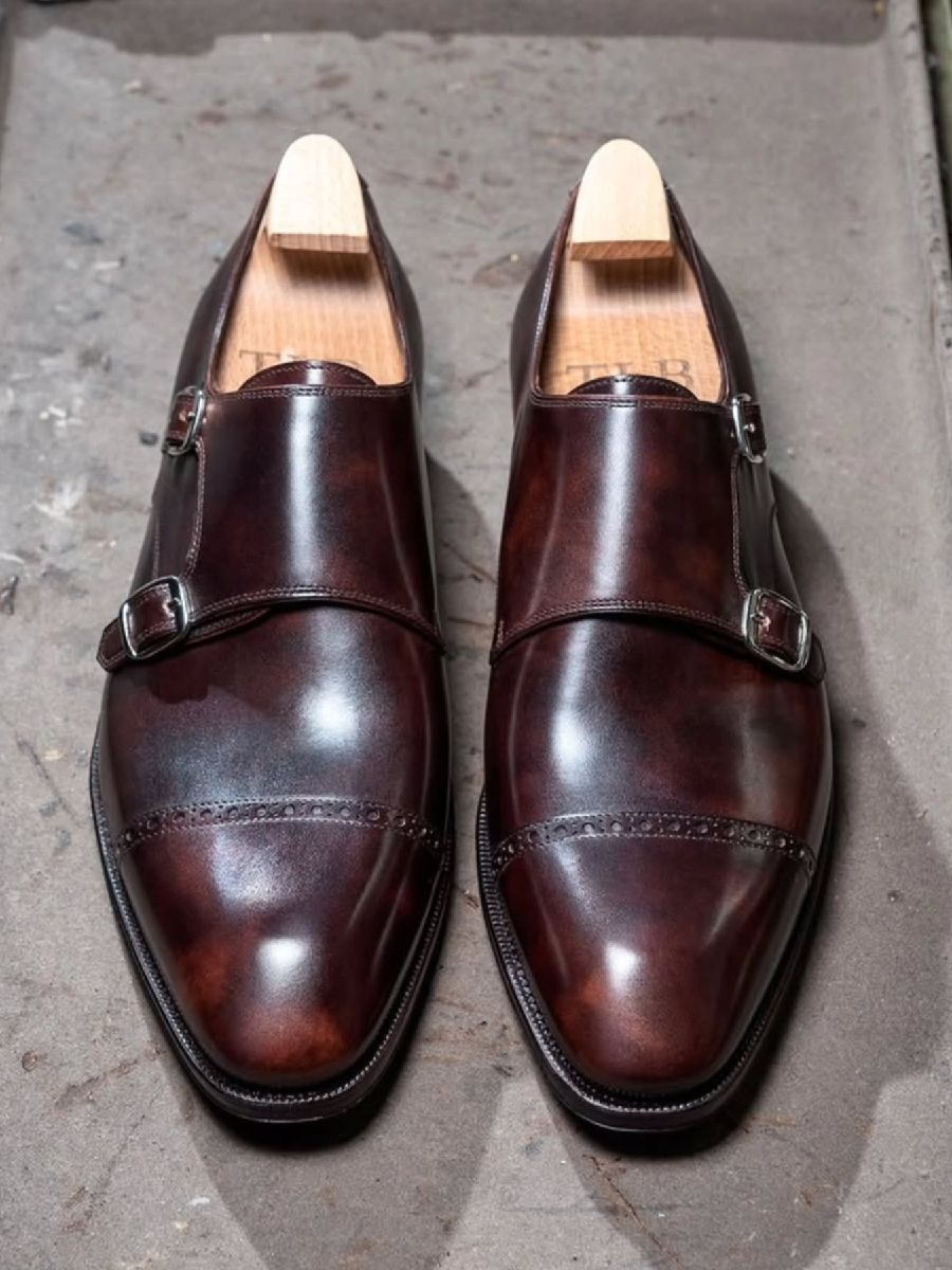 Double Buckle Formal Leather Shoes With Full Cowhide Lining