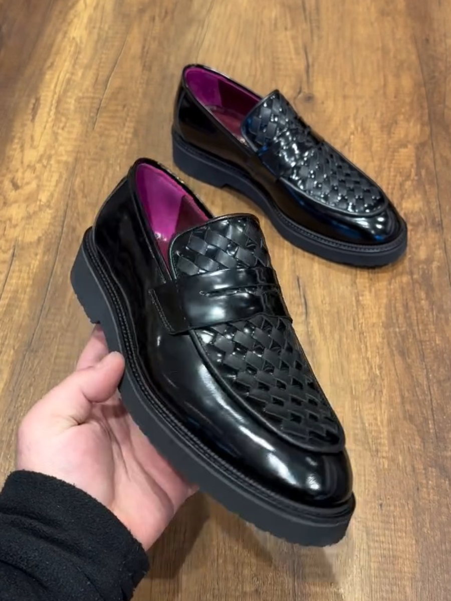 Woven Vintage Men's Leather Shoes